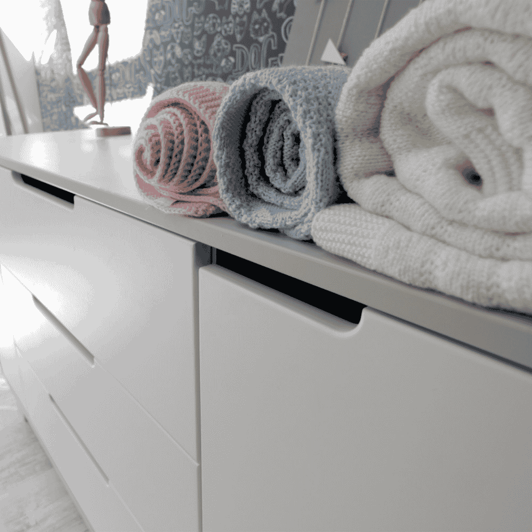 Dětská komoda Lussi Gekko Kids, 120x49x77cm, Bílá / Šedá